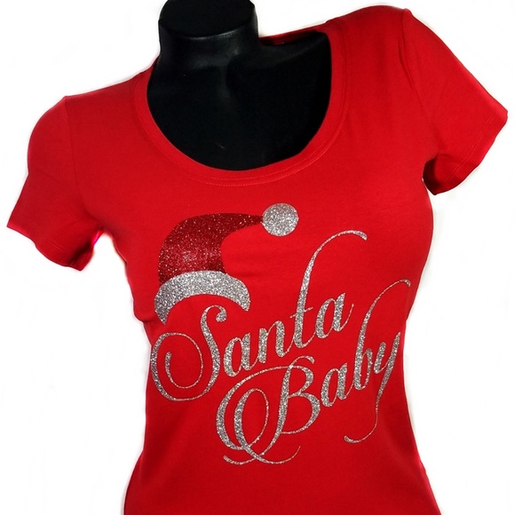 Santa Baby red jersey  form fitting tee! - Picture 3 of 3